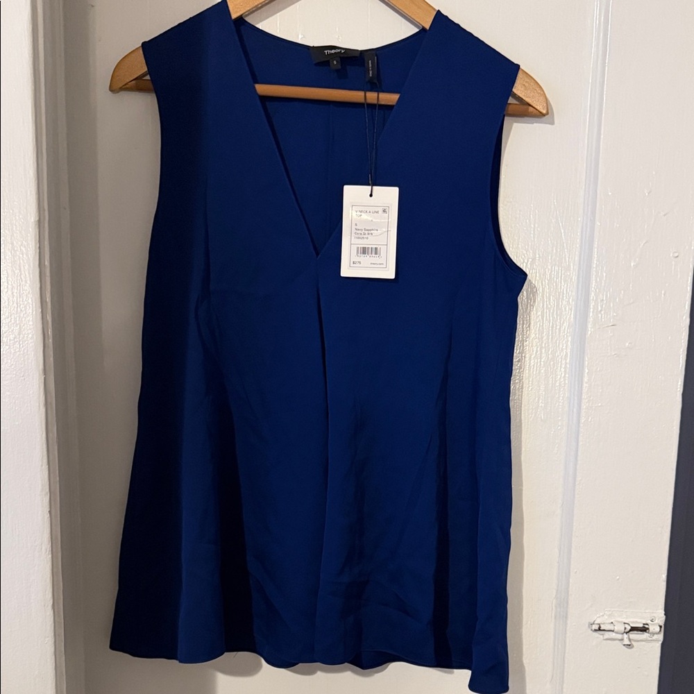 Theory Royal Blue V-Neck Blouse